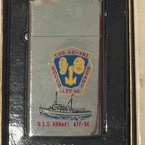 Vintage Metal Zippo, U.S.S. Abnaki ATF-96, Never Used Yet, Original Box Too